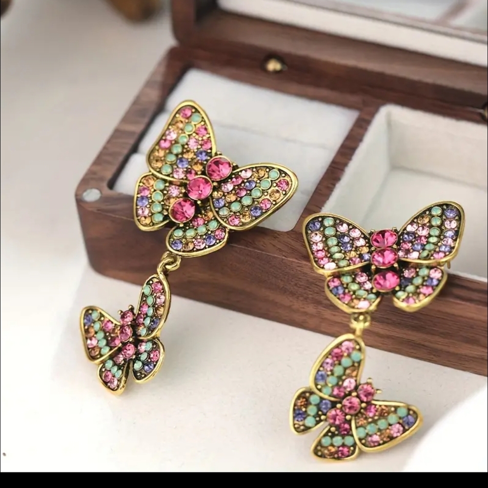 NEW Butterfly Crystal Drop Earrings